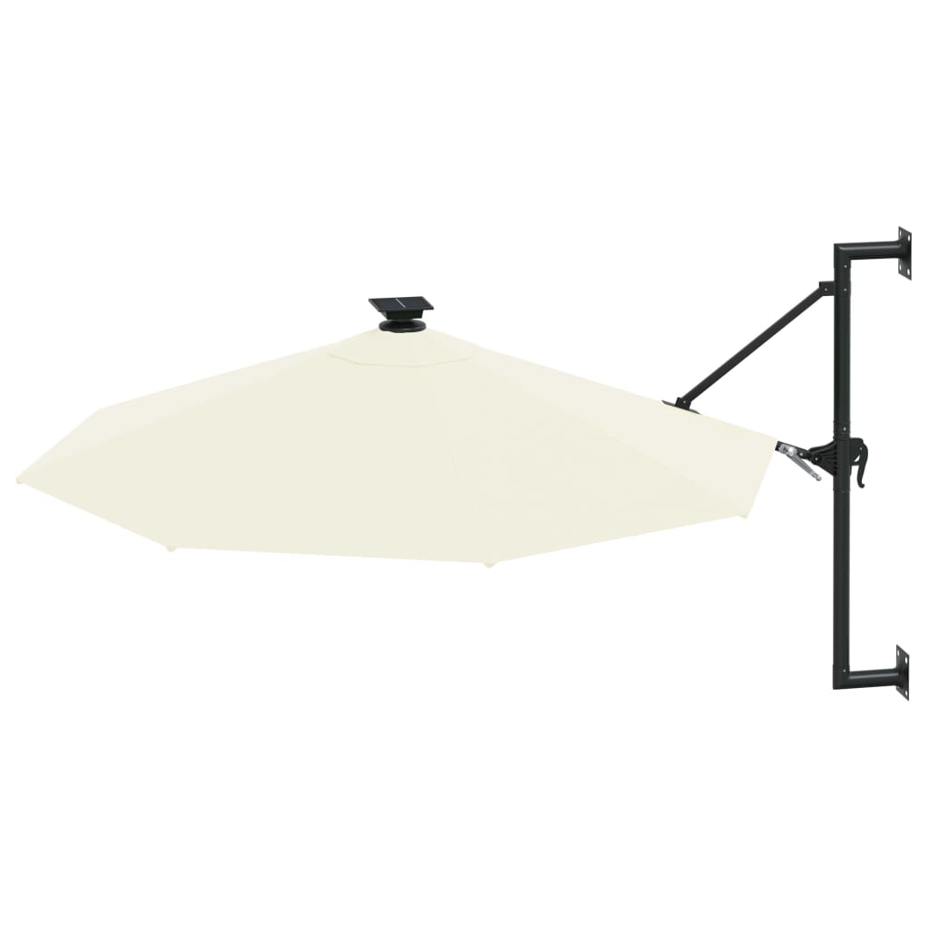 NNEVL Wall-mounted Parasol with LEDs and Metal Pole 300 cm Sand