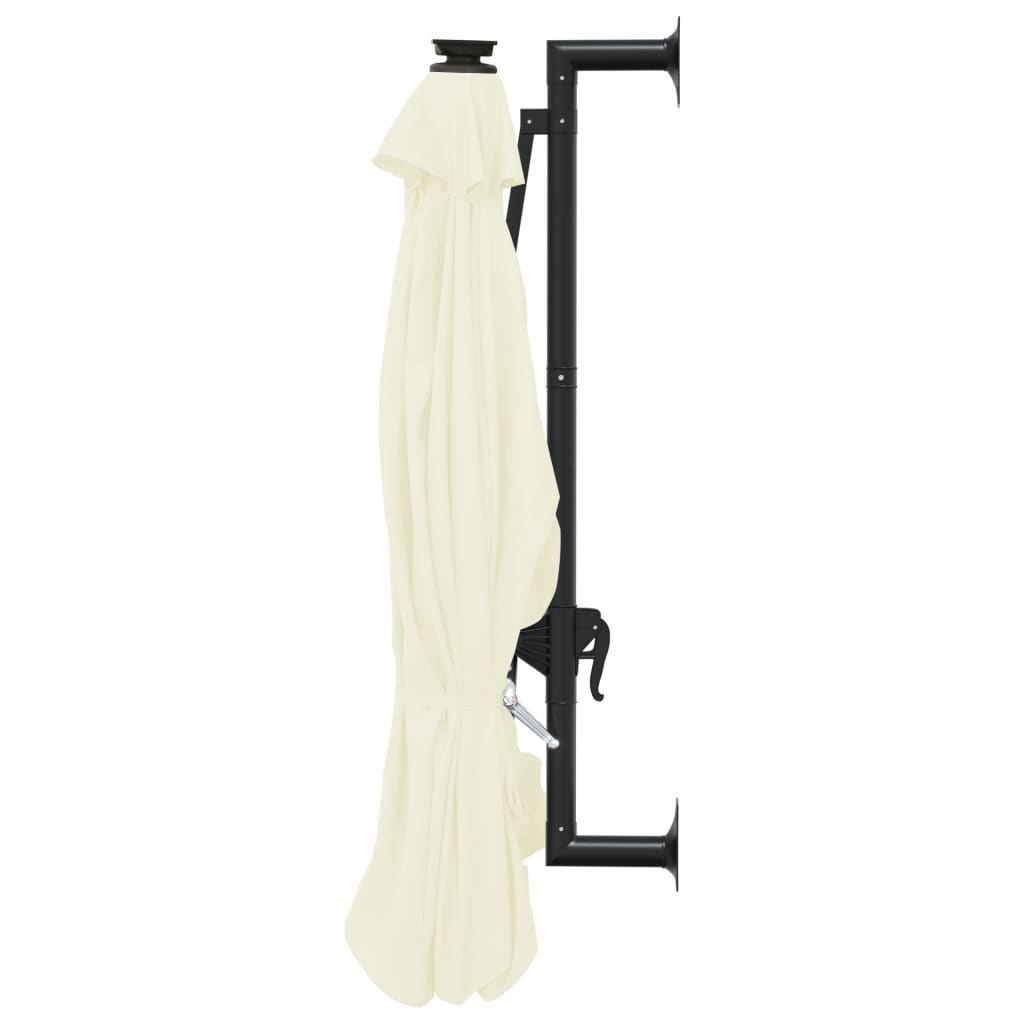 NNEVL Wall-mounted Parasol with LEDs and Metal Pole 300 cm Sand