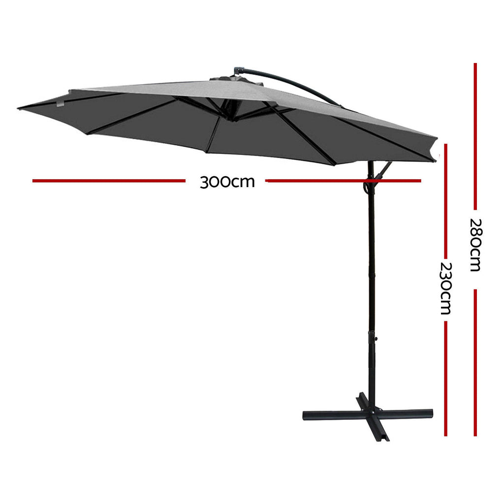 NNEDSZ 3M Outdoor Furniture Garden Umbrella Grey