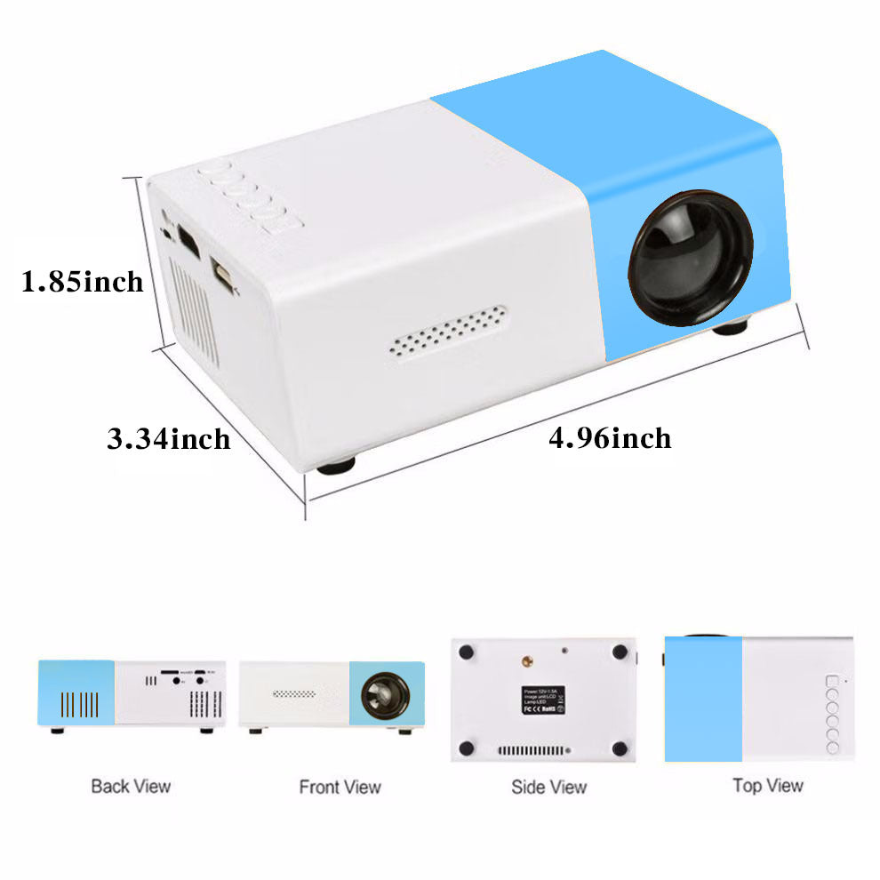NNEDSZ Mini Home Portable Cinema Projector - LED Compact Entertainment Projector for Movies & Gaming (White+blue)