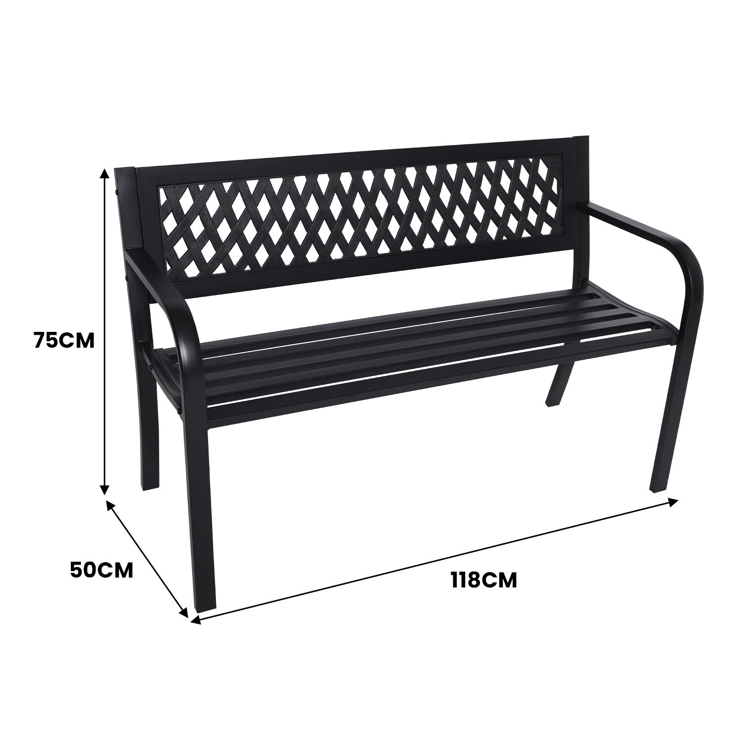 NNEDPE Steel Outdoor Garden Bench - Lattice