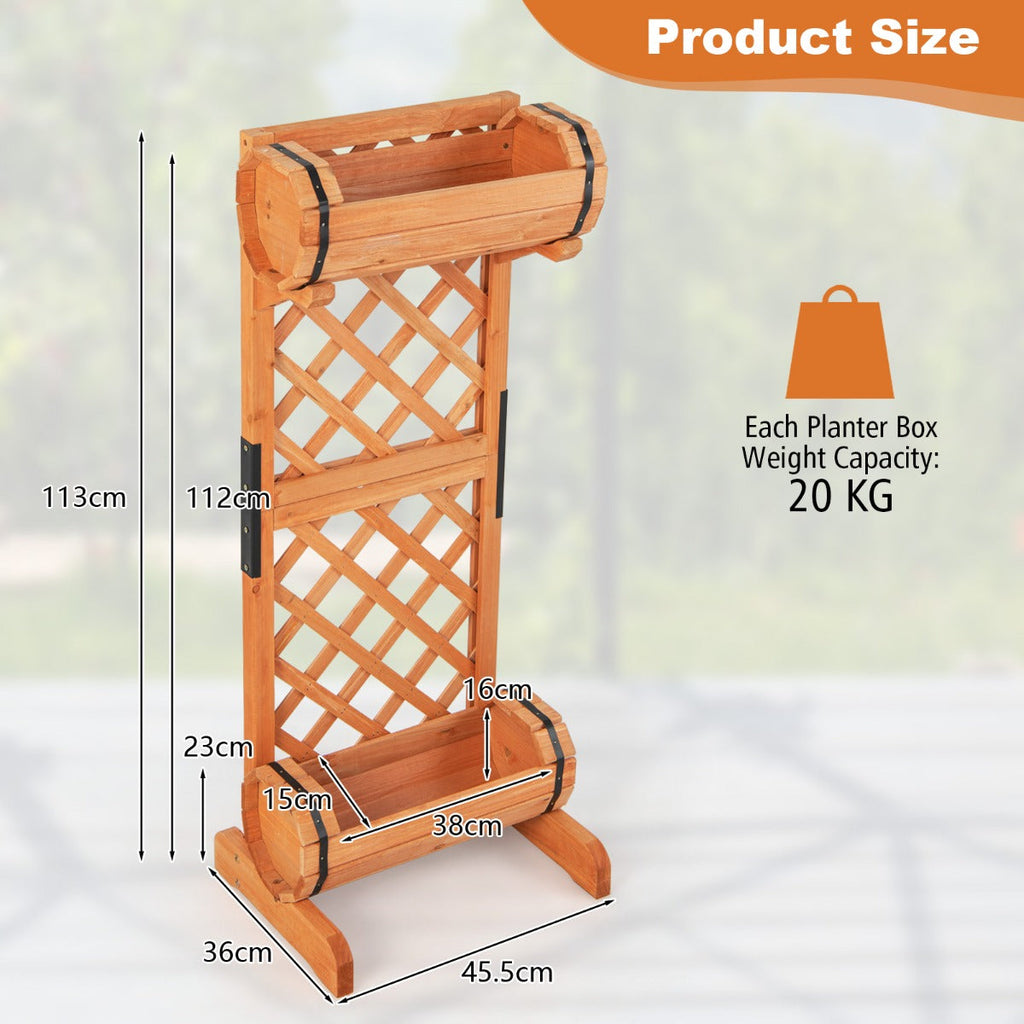 NNECW Outdoor Wood Raised Garden Bed with Trellis for Garden/Patio