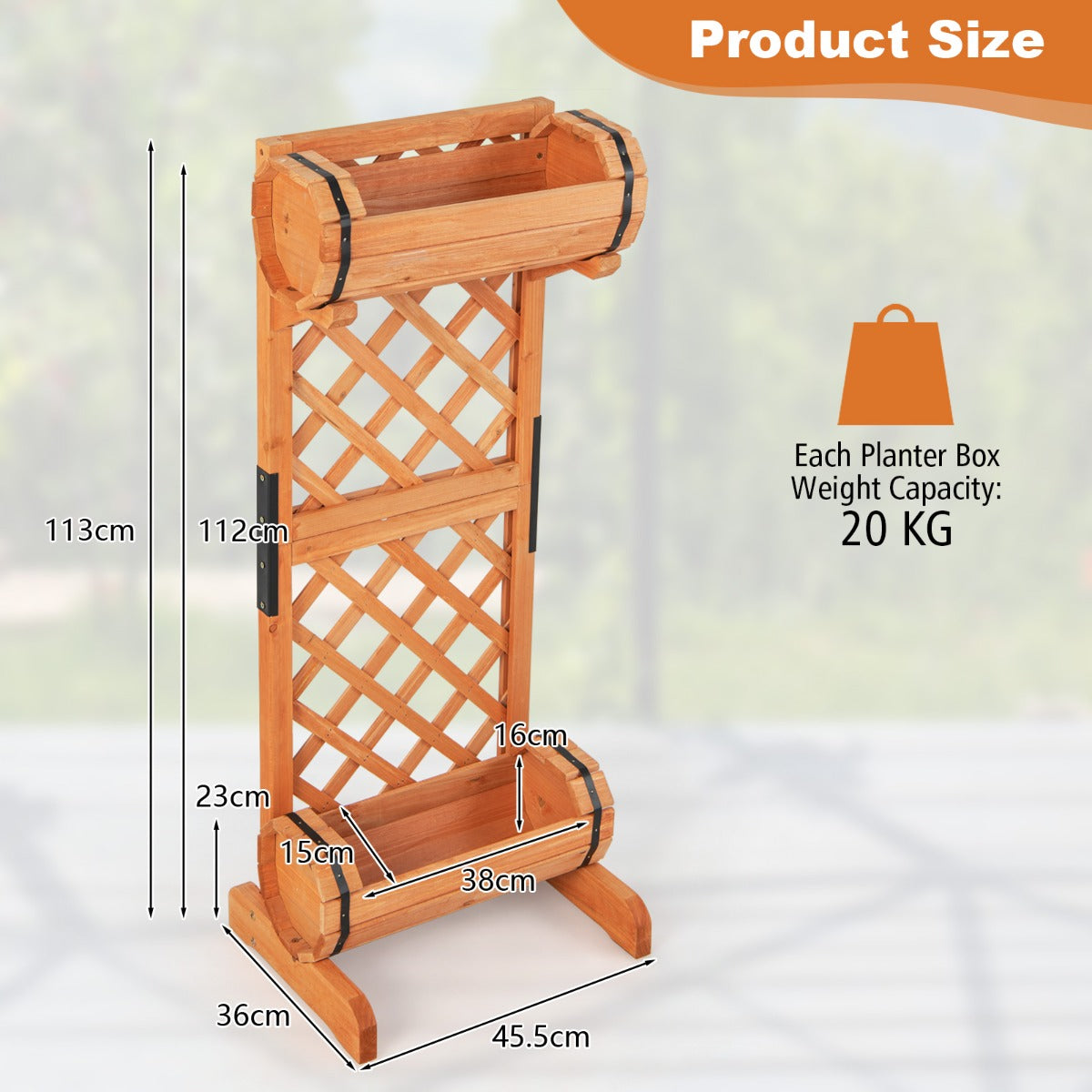 NNECW Outdoor Wood Raised Garden Bed with Trellis for Garden/Patio