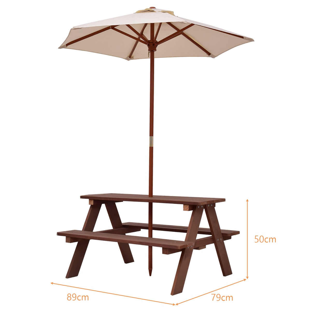 NNECW 3 in 1 Kids Picnic Table with Removable Umbrella for Garden/ Yard